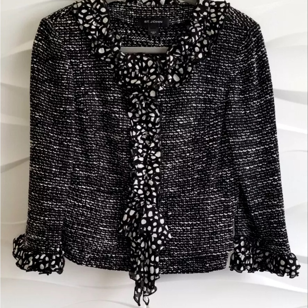 St. John Black and White Tweed Jacket